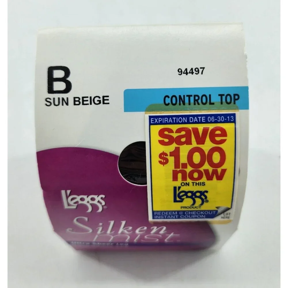 L'eggs Silken Mist Ultra Sheer Leg Control Top Pantyhose 94497 Sun Beige Sz‎ B